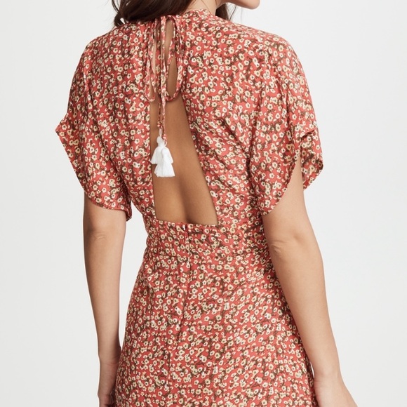 Faithfull the Brand St. Lucia Dress in Blossom Village Pink Floral Back Cut Out - Picture 2 of 15